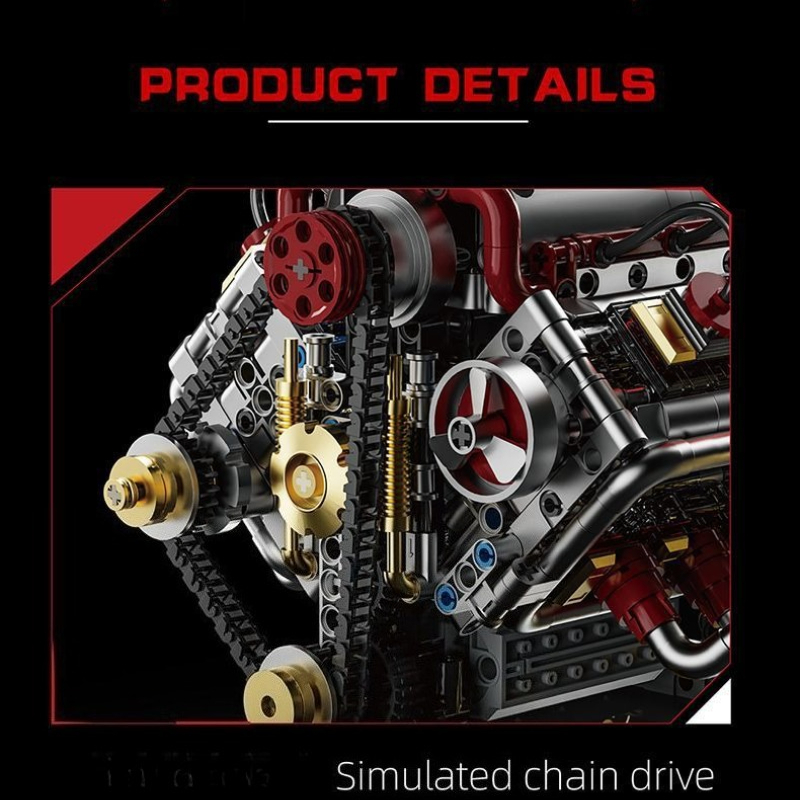 Model Kit V8 - 1167pcs Mechanical V8 Engine Model MOC