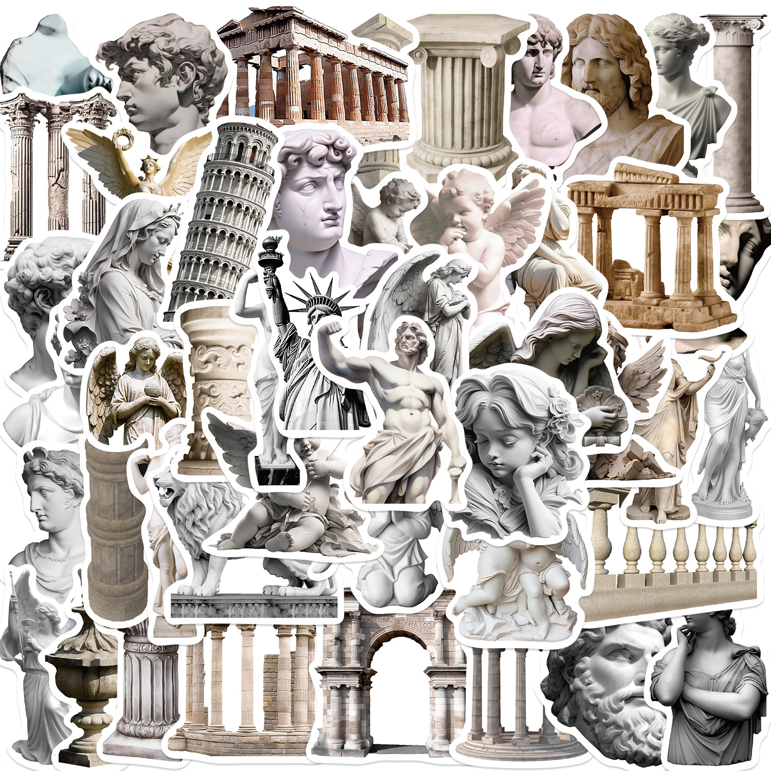 Model Kit Vintage - 50Pcs Vintage Art Sculpture PVC Sticker