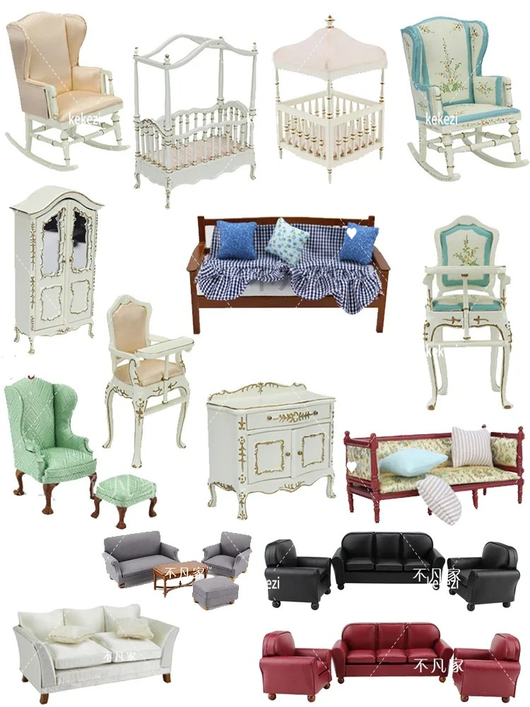 Model Kit Vintage - Miniature Dollhouse Furniture Wooden 1：12 Classical